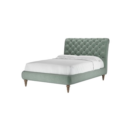 Knightsbridge without Footboard Double Bed in Sage Smart Velvet