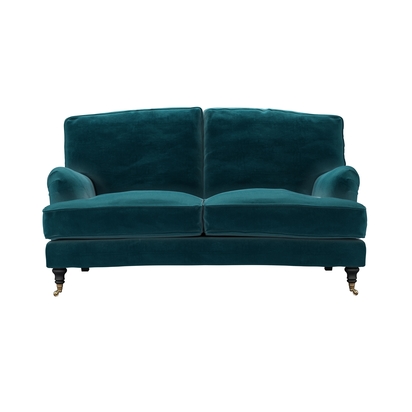 Bluebell 2 Seat Sofa in Deep Turquoise Cotton Matt Velvet
