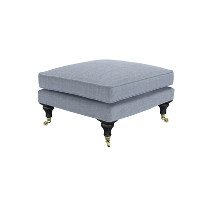 Bluebell Medium Square Footstool in Uniform House Herringbone Weave