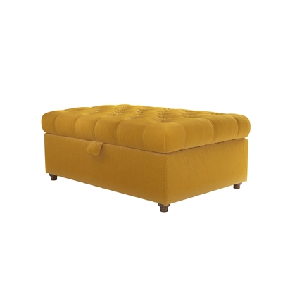 Valentin Medium Rectangular Storage Footstool in Butterscotch Cotton Matt Velvet