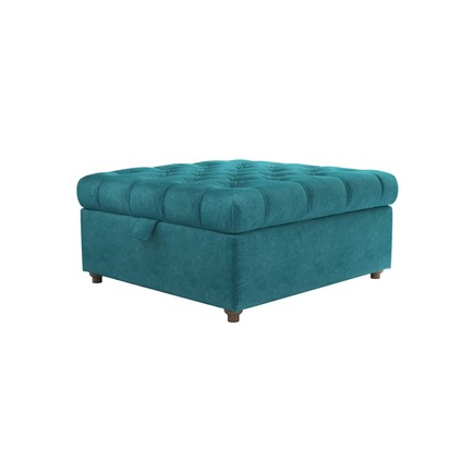 Valentin Medium Square Storage Footstool in Neptune Smart Velvet