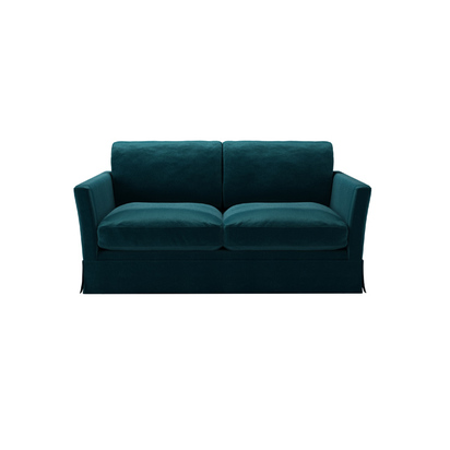 Otto 2 Seat Sofa Bed in Deep Turquoise Cotton Matt Velvet