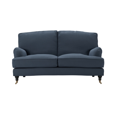 Bluebell 2 Seat Sofa in Midnight Blue Brushed Linen Cotton