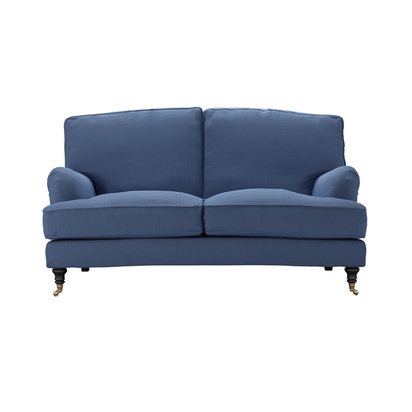 Bluebell 2 Seat Sofa in Oxford Blue Brushed Linen Cotton