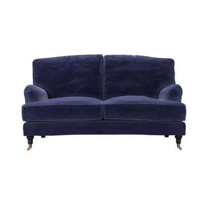 Bluebell 2 Seat Sofa in Prussian Blue Cotton Matt Velvet