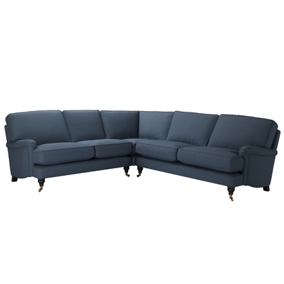 Bluebell LHF 2 Seat w RHF 2.5 Seat in Midnight Blue Brushed Linen Cotton