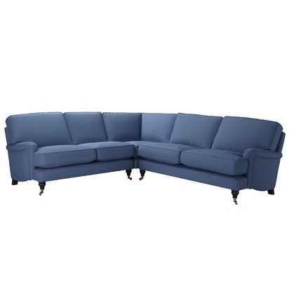 Bluebell LHF 2 Seat w RHF 2.5 Seat in Oxford Blue Brushed Linen Cotton
