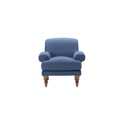 Saturday Armchair in Oxford Blue Brushed Linen Cotton