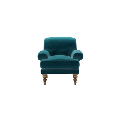 Saturday Armchair in Deep Turquoise Cotton Matt Velvet