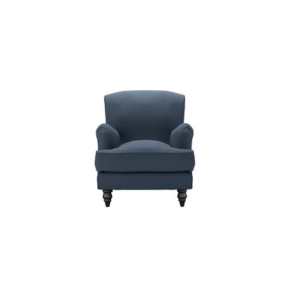 Snowdrop Small Armchair in Midnight Blue Brushed Linen Cotton