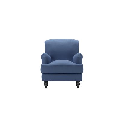 Snowdrop Small Armchair in Oxford Blue Brushed Linen Cotton