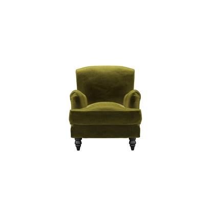 Snowdrop Small Armchair in Olive Cotton Matt Velvet