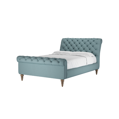 Knightsbridge Double Bed in Lagoon Brushed Linen Cotton