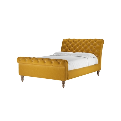 Knightsbridge Double Bed in Butterscotch Cotton Matt Velvet