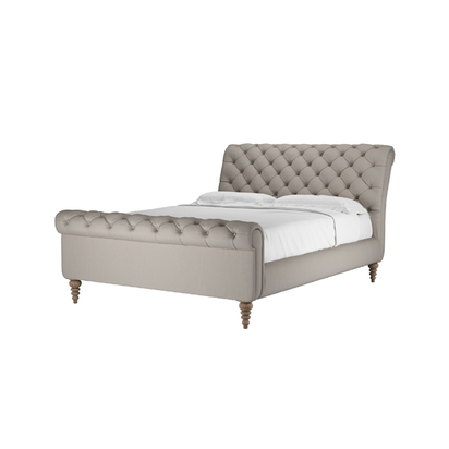 Knightsbridge King Bed in Stone Brushed Linen Cotton