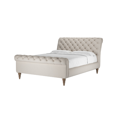 Knightsbridge King Bed in Taupe Brushed Linen Cotton