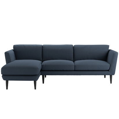 Holly Medium LHF Chaise Sofa in Midnight Blue Brushed Linen Cotton