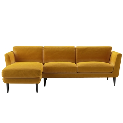 Holly Medium LHF Chaise Sofa in Butterscotch Cotton Matt Velvet