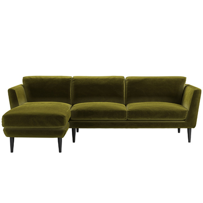Holly Medium LHF Chaise Sofa in Olive Cotton Matt Velvet