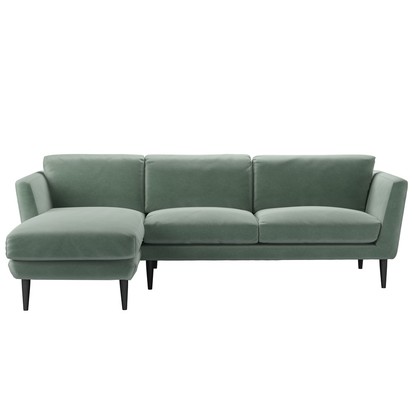 Holly Medium LHF Chaise Sofa in Sage Smart Velvet