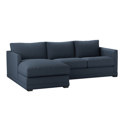 Aissa Small LHF Chaise Sofa in Midnight Blue Brushed Linen Cotton