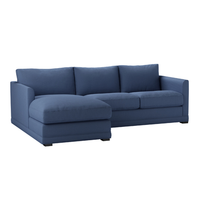 Aissa Small LHF Chaise Sofa in Oxford Blue Brushed Linen Cotton
