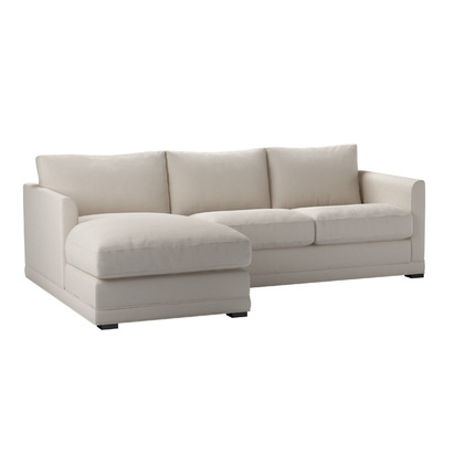 Aissa Small LHF Chaise Sofa in Taupe Brushed Linen Cotton