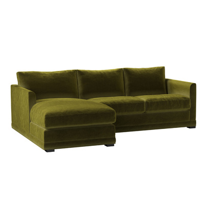 Aissa Small LHF Chaise Sofa in Olive Cotton Matt Velvet