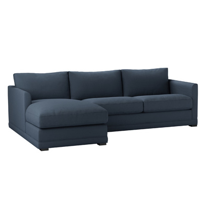 Aissa Medium LHF Chaise Sofa in Midnight Blue Brushed Linen Cotton