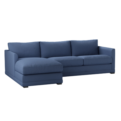 Aissa Medium LHF Chaise Sofa in Oxford Blue Brushed Linen Cotton