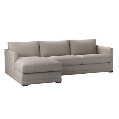 Aissa Medium LHF Chaise Sofa in Stone Brushed Linen Cotton