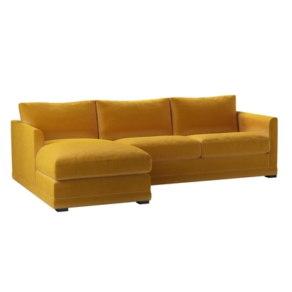 Aissa Medium LHF Chaise Sofa in Butterscotch Cotton Matt Velvet