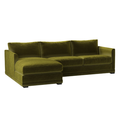 Aissa Medium LHF Chaise Sofa in Olive Cotton Matt Velvet