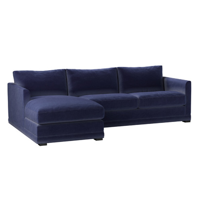 Aissa Medium LHF Chaise Sofa in Prussian Blue Cotton Matt Velvet
