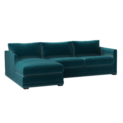 Aissa Medium LHF Chaise Sofa in Deep Turquoise Cotton Matt Velvet