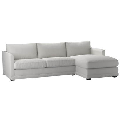 Aissa Medium RHF Chaise Sofa in Alabaster Brushed Linen Cotton