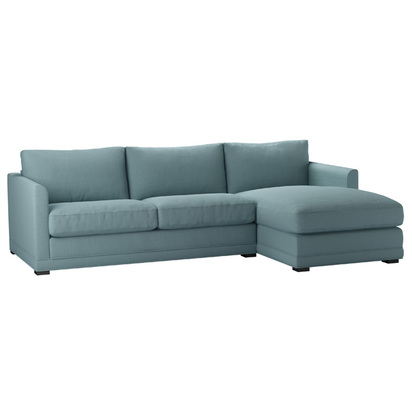 Aissa Medium RHF Chaise Sofa in Lagoon Brushed Linen Cotton