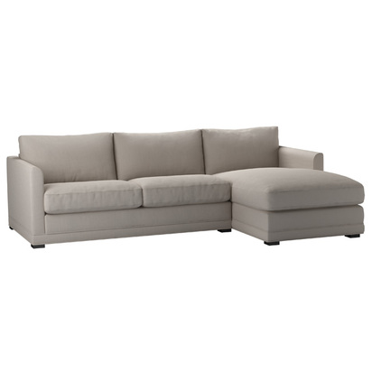 Aissa Medium RHF Chaise Sofa in Stone Brushed Linen Cotton