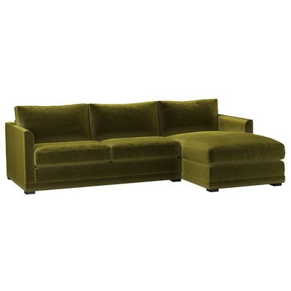 Aissa Medium RHF Chaise Sofa in Olive Cotton Matt Velvet