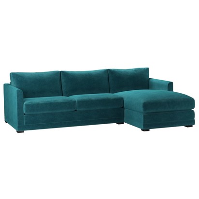 Aissa Medium RHF Chaise Sofa in Neptune Smart Velvet