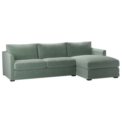Aissa Medium RHF Chaise Sofa in Sage Smart Velvet