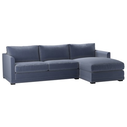 Aissa Medium RHF Chaise Sofa in Sapphire Smart Velvet