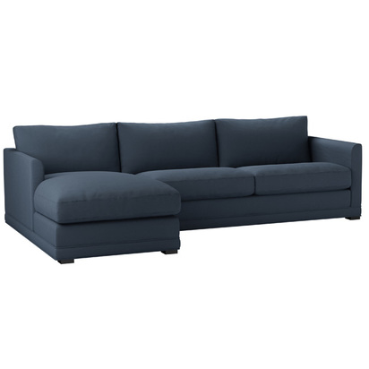 Aissa Large LHF Chaise Sofa in Midnight Blue Brushed Linen Cotton