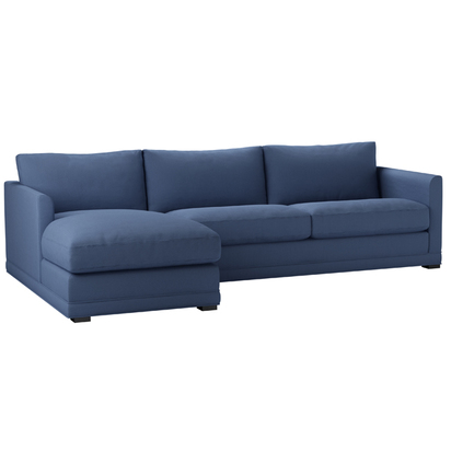 Aissa Large LHF Chaise Sofa in Oxford Blue Brushed Linen Cotton