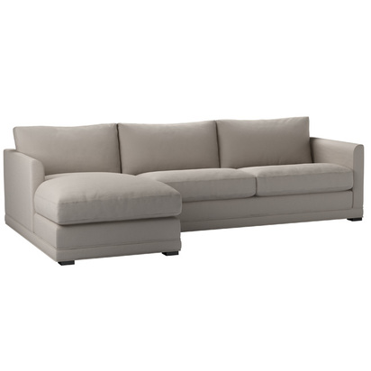 Aissa Large LHF Chaise Sofa in Stone Brushed Linen Cotton