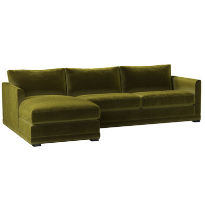 Aissa Large LHF Chaise Sofa in Olive Cotton Matt Velvet