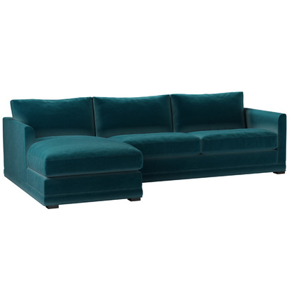 Aissa Large LHF Chaise Sofa in Deep Turquoise Cotton Matt Velvet