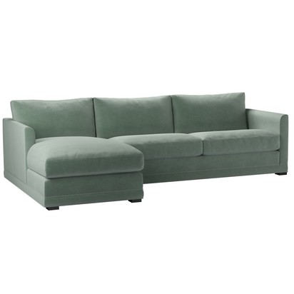Aissa Large LHF Chaise Sofa in Sage Smart Velvet