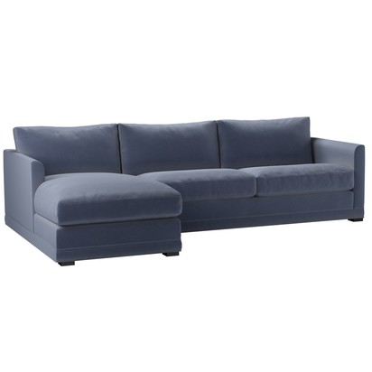Aissa Large LHF Chaise Sofa in Sapphire Smart Velvet
