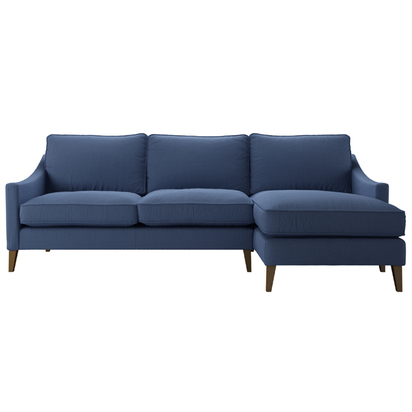 Iggy Medium RHF Chaise Sofa in Oxford Blue Brushed Linen Cotton